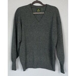 Vintage Nordstrom Men's V-Neck Green Wool Sweater Sz Large Scottish Lambswool‎